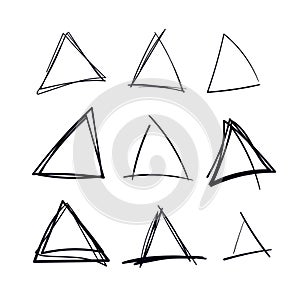 Hand Drawn Triangle Scribble Doodle symbols Vector Random Hand drawn doodles icon