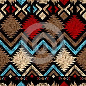 Hand drawn tribal seamless pattern