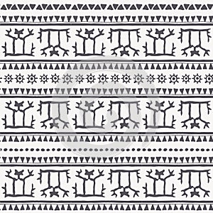 Hand drawn tribal seamless pattern with geometric ornament. photo