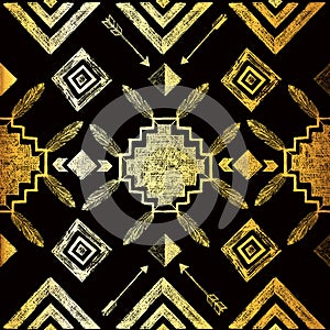 Hand drawn tribal seamless pattern