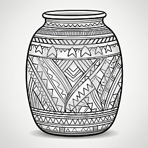 Hand Drawn Tribal Style Vase With Primitive Simplicity photo