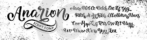 Hand drawn typeface. Brush painted letters. Handwritten script alphabet isolated on white background. Handmade alphabet for your d