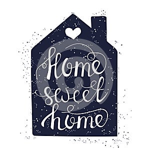 Hand drawn typography poster. Conceptual handwritten phrase Home