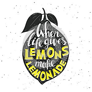 Hand drawn typography poster. Lemon with inscription