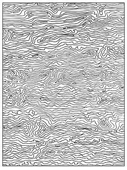 Hand drawn Uncolored Abstract Adult Coloring book page with wood texture photo