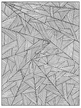 Hand drawn Uncolored Difficult Abstract Adult Coloring book page