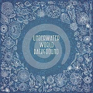 Hand drawn underwater world background