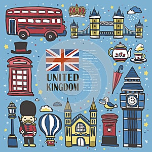 Hand drawn United Kingdom travel impression