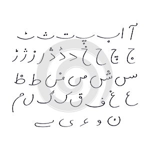 Hand Drawn Urdu Alphabets vector Icon Illustration