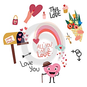 hand drawn valentine element collection clip art