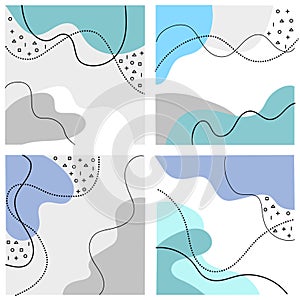 Hand drawn various shapes and objects for background. Set of doodle Abstract contemporary modern trendy.