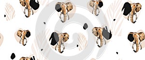 Hand drawn vector abstract creative graphic artistic illustrations seamless collage pattern with sketch elephant drawing photo