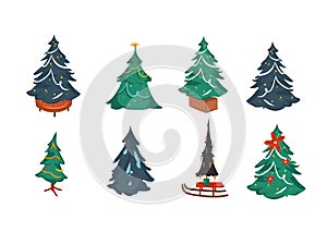 Hand drawn vector abstract fun stock flat Merry Christmas,and Happy New Year cartoon collection set bundle with