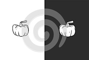 Hand drawn vector abstract graphic,black and white silhouette autumn vegetable,harvest thanksgiving and Halloween