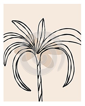 Hand drawn vector abstract graphic line art simple,contemporary collection print with boho aesthetics organic graphic