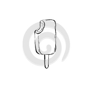 Hand drawn vector abstract ink graphic sketch illustration icon with ice lolly isolated on white background