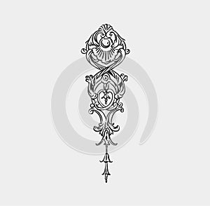 Hand drawn vector abstract outline,graphic,line vintage baroque ornament floral frame border in minimalistic modern