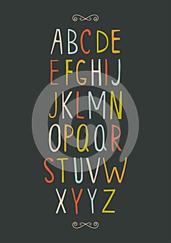 Hand-drawn vector alphabet.