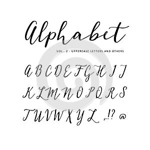 Hand drawn vector alphabet. Script font. Isolated letters written with marker, ink. Calligraphy, lettering.