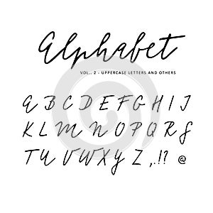 Hand drawn vector alphabet. Signature script brush font. Isolated letters written with marker, ink. Calligraphy