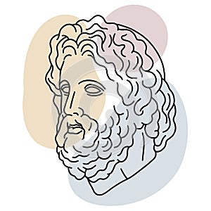 Hand drawn vector of ancient Greek head of Zeus