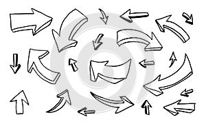 hand drawn vector arrows set on white background.vector EPS