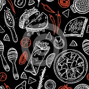 Hand drawn vector background - Mexican food