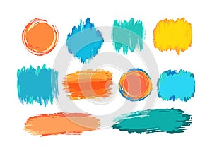Hand drawn vector brush strokes backgrounds. Color paint spots, watercolor brushstroke set. Acryl artistic paint blobs photo