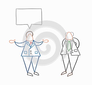 Hand-drawn vector businessman worker talking with his boss