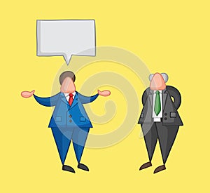 Hand-drawn vector businessman worker talking with his boss