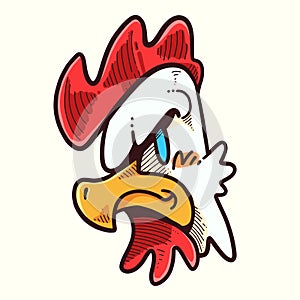 Hand drawn vector chicken head