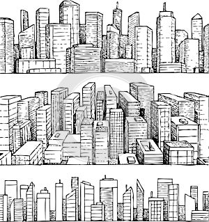 Hand drawn vector cityscape illustration