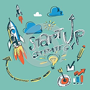 Hand drawn vector concept inforgraphics - startup strategy