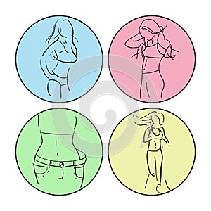 Hand drawn vector. Concept slimming symbol weight loss.