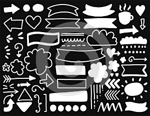 Hand drawn vector decor elements set.