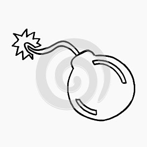Hand drawn vector doodle illustration of a bomb icon isolated on white background