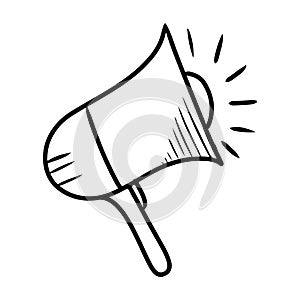 Hand drawn vector doodle megaphone illustration isolated on white background