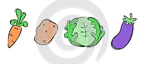 Hand drawn vector doodle vegetable collection.