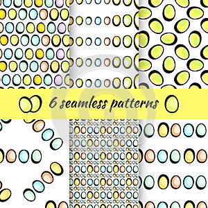 Hand Drawn Vector Easter Eggs Pattern on White Background