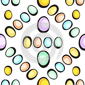 Hand Drawn Vector Easter Eggs Pattern on White Background