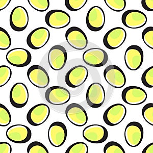 Hand Drawn Vector Easter Eggs Pattern on White Background