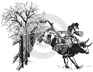 An hand drawn vector, freehand - Rodeo