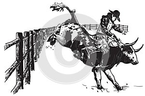 An hand drawn vector, freehand - Rodeo photo