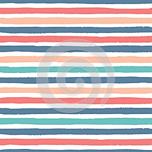Hand drawn vector grunge stripes of red, blue, green and yellow colors seamless pattern