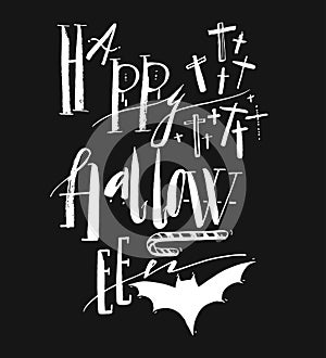 Hand drawn vector Halloween Poster with handwritten modern lettering phase