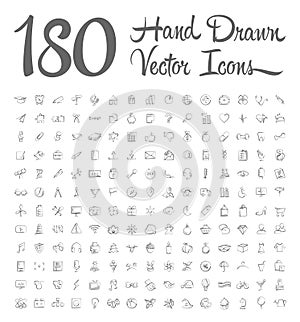 Hand drawn vector icons on white background