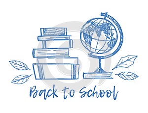 Hand drawn vector illustration - Back to school. Sketch design e