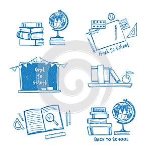 Hand drawn vector illustration - Back to school. Sketch design e