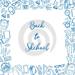 Hand drawn vector illustration - Back to school. Sketch design e