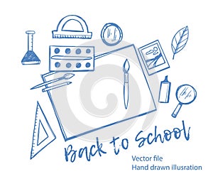 Hand drawn vector illustration - Back to school. Sketch design e